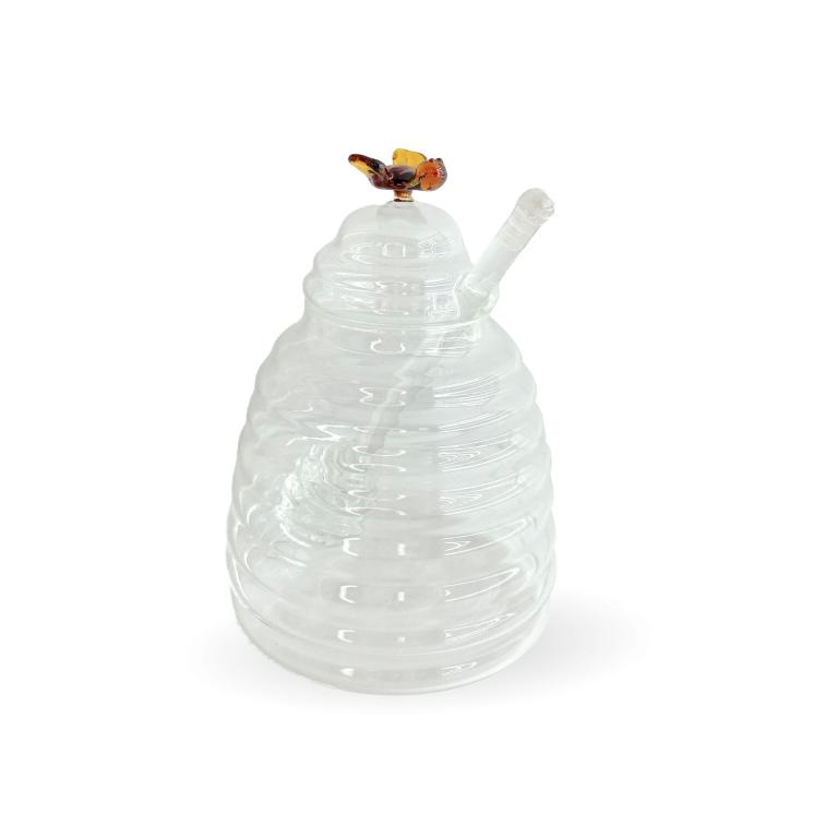 Honigdose-Glas-mit-Honignehmer-Ruetli-Bienenhaus-Freinberg-Honigbesteck