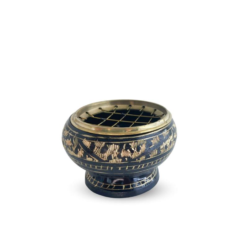 Raeuchergefäess-schwarz-6cm-Bienenhaus-Freinberg-Bienenprodukte-Kerzen-Raeuchern