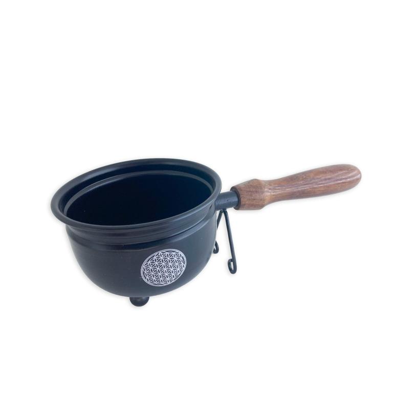 Raeuchertopf-schwarz-9cm-Holzgriff-Bienenhaus-Freinberg-Bienenprodukte-Kerzen-Raeuchern