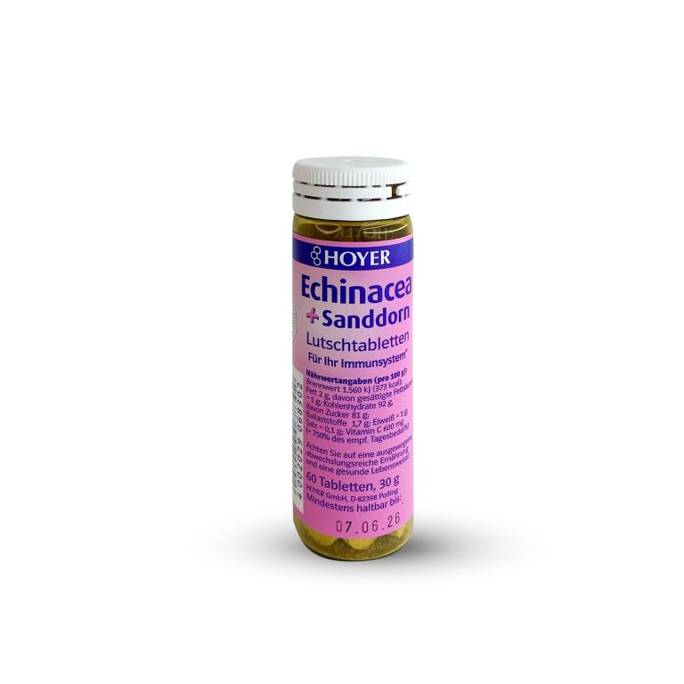 Echinacea-Sanddorn-Lutschtabletten-Hoyer-Bienenhaus-Freinberg-Nahrungsergaenzung