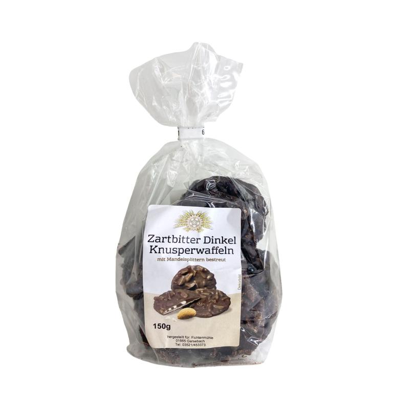 Zartbitter-Dinkel-Knusperwaffeln-Mandelsplitter-Bienenhaus-Freinberg-Bienenprodukte-und-Imkereibedarf-Schokolade-und-Suesses